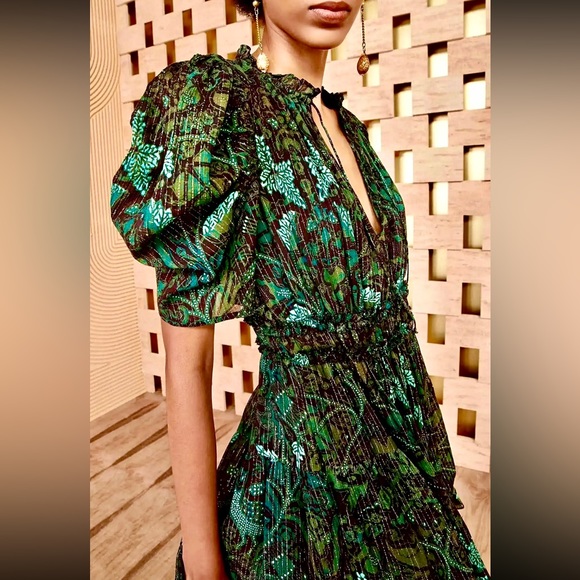 ๐บ๐HP๐๐บ NWT Ulla Johnson Ada Chiffon Mini Dress Rainforest - Picture 4 of 16